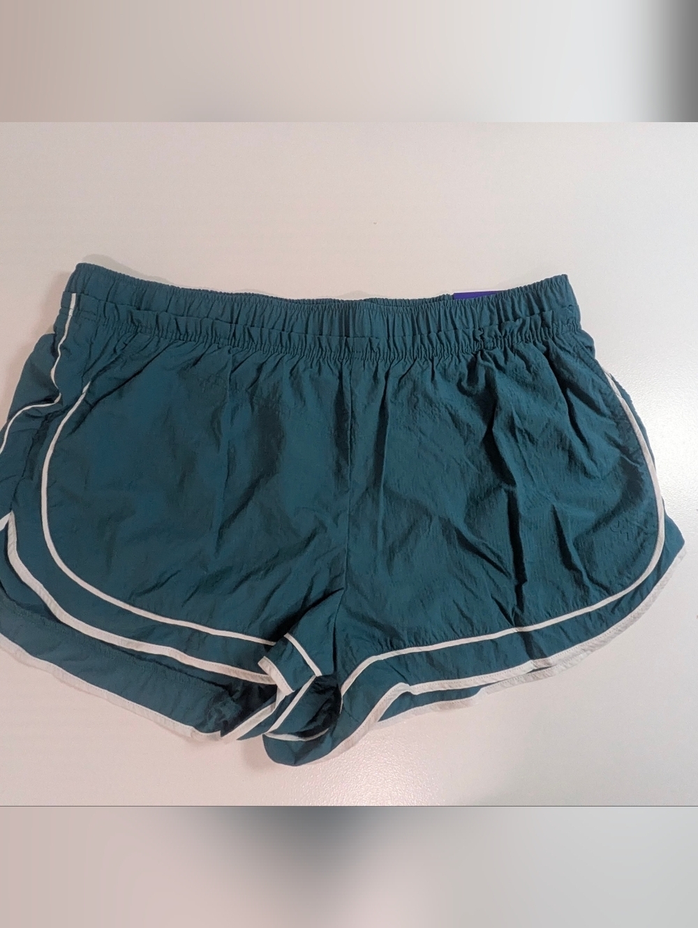 Joy Lab Women's Mid rise Built In Briefs Shorts Teal Stripes Size XL 2" Inseam - Picture 6 of 12